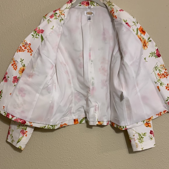 NWOT Talbots Floral Print Shoulder Pad Blazer Jacket - Picture 7 of 8